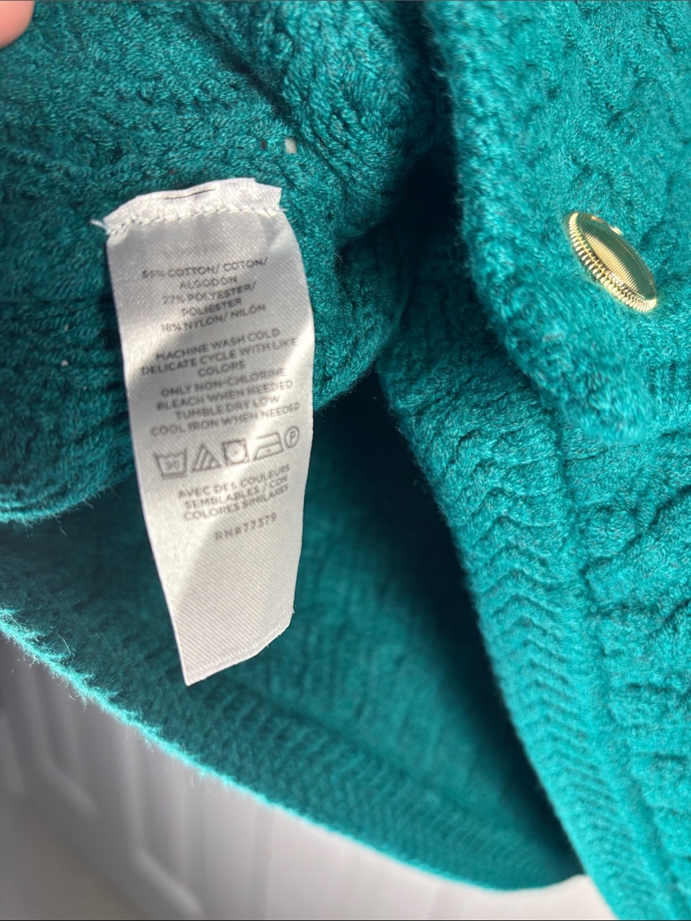 Ann Taylor Emerald Green Knit Sweater Cardigan Gold Tone Buttons Small - Picture 5 of 6